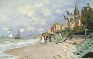 The Boardwalk on the Beach at Trouville – Coastal Breeze – Hand-Painted Oil