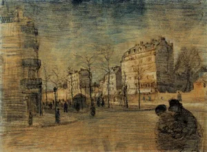 Hand-painted The Boulevard de Clichy reproduction by Vincent Van Gogh – textured brushstrokes showing a busy street.
