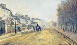 Hand-painted The Boulevard Heloise reproduction by Monet – leaf-lined paths and textured brushstrokes – oil on linen