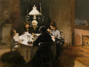 The Dinner – Elegant Gathering – Hand-Painted Oil