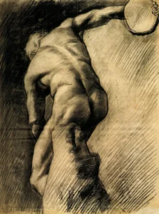 Hand-painted The Discus Thrower reproduction by Vincent Van Gogh – muscular torso and textured brushstrokes.