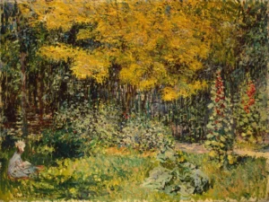 Hand-painted The Garden reproduction by Claude Monet – vibrant purple irises with textured brushstrokes – oil on linen