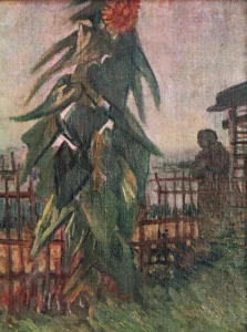 Hand-painted The Garden with Sunflower reproduction by Vincent Van Gogh – vibrant yellow petals and textured brushstrokes.