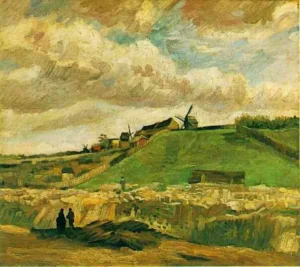 Hand-painted The Hill of Montmartre with Quarry by Van Gogh – windmills with textured brushstrokes.