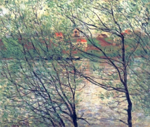 Hand-painted The Isle Grande-Jatte reproduction by Claude Monet – sun-drenched trees and textured brushstrokes.