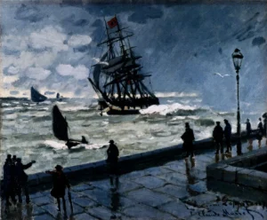 Jetty at Le Havre – Stormy – Hand-Painted Oil