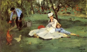 The Monet family in their garden at Argenteuil – Serene – Hand-Painted Oil