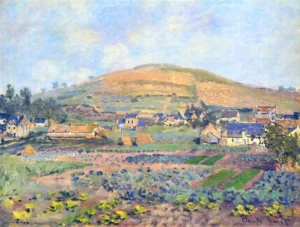 Hand-painted The Mount Riboudet in Rouen reproduction – lush green hills and textured brushstrokes