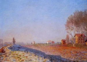 Hand-painted The Plain of Colombes reproduction by Monet – snowy fields with textured brushstrokes – museum quality oil