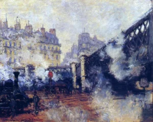Hand-painted The Pont de l'Europe reproduction by Monet – billowing steam and textured brushstrokes – oil on linen
