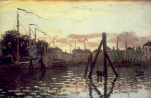 The Port at Zaandam – Serene Waterfront – Textured Canvas