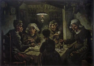 The Potato Eaters – Somber Meal – Textured Canvas