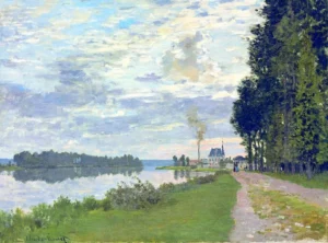 Hand-painted The Promenade at Argenteuil 02 reproduction by Claude Monet – lush green trees and textured brushstrokes.