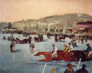 Hand-painted oil reproduction after Edouard Manet’s The Races in the Bois de Boulogne (1872)