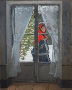 The Red Cape – Winter Glimpse – Textured Canvas