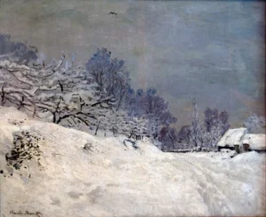 The Road in front of Saint-Simeon Farm in Winter – Serene – Hand-Painted Oil