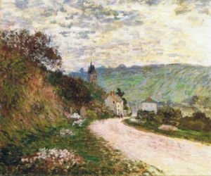 Hand-painted The Route a Vetheuil reproduction by Claude Monet – sun-dappled path with textured brushstrokes