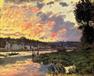The Seine at Bougival in the Evening – Twilight – Textured Canvas