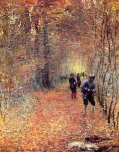 Hand-painted The Shoot reproduction by Claude Monet – autumn hunters with textured brushstrokes – museum quality oil on linen