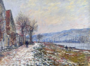 Hand-painted The Siene at Lavacourt reproduction by Claude Monet – icy blue water and textured brushstrokes.