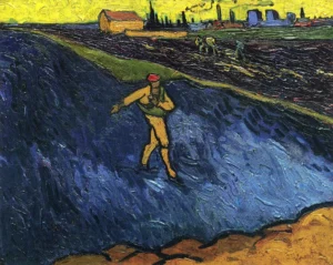 The Sower – Golden Fields – Textured Oil hand-painted oil painting by DafenArts
