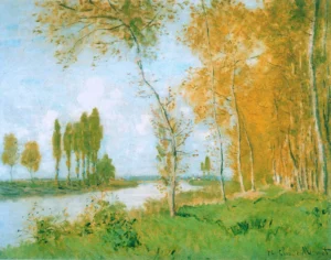 Hand-painted The Spring in Argentuil reproduction by Claude Monet – shimmering water and textured brushstrokes.