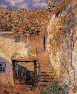Hand-painted The Steps reproduction by Claude Monet – golden autumn foliage and textured brushstrokes – museum quality oil on linen