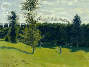 Hand-painted The Train in the Country reproduction by Claude Monet – plume of smoke with textured brushstrokes.