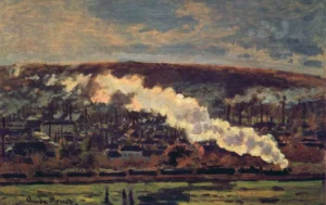Hand-painted The Train reproduction by Claude Monet – billowing smoke and textured brushstrokes – museum quality oil on linen