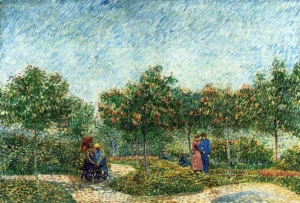 Hand-painted Voyer d'Argenson Park reproduction by Van Gogh – lush trees with textured brushstrokes – museum quality oil on linen