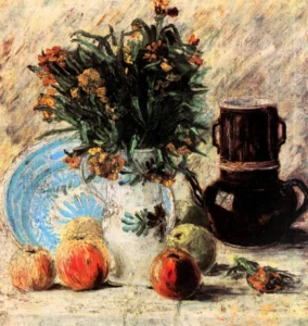 Hand-painted Vase with Flowers reproduction by Van Gogh – vibrant sunflowers and textured brushstrokes – oil on linen