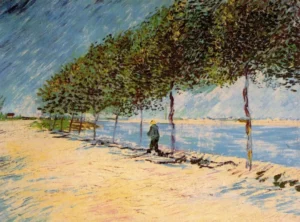 Hand-painted Banks of the Seine reproduction by Vincent Van Gogh – vibrant river figures with textured brushstrokes.