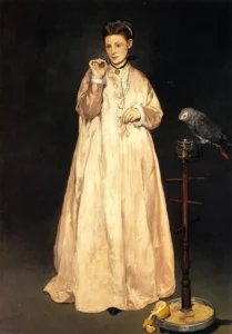 Woman with a Parrot – Elegant Portrait – Hand-Painted Oil