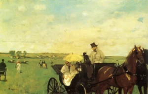 A Carriage at the Races – Elegant Outing – Textured Canvas