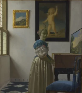 A Lady Standing at a Virginal – Elegant Music – Textured Canvas