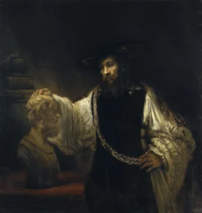 Aristotle with a Bust of Homer – Philosophical – Hand-Painted Oil hand-painted oil painting by DafenArts