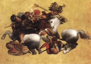 Battle of Anghiari – Chaotic Struggle – Textured Canvas