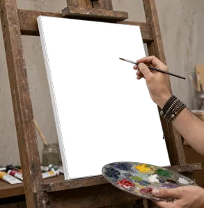 Hand painted canvas on an artist easel
