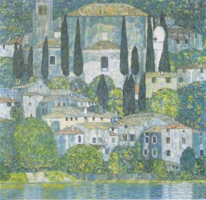 Church in Cassone – Serene Village – Textured Canvas