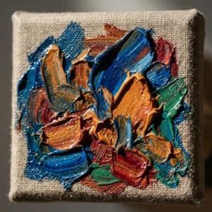 Detailed macro of 3.5mm impasto texture on hand-painted oil painting
