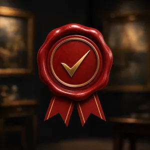 Satisfaction guarantee trust seal for handmade oil painting orders
