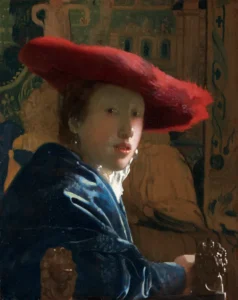 Girl with the red hat – Vibrant Gaze – Hand-Painted Oil