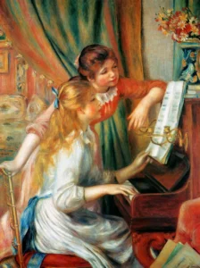 Girls at the Piano – Harmonious – Textured Canvas