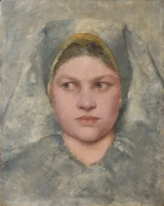 Head Study of a Girl from Haná – Serene Youth – Textured Canvas