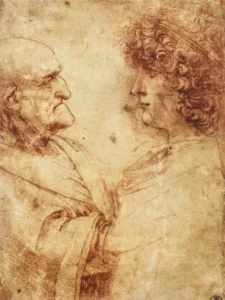 Heads of an old man and a youth – Wisdom – Textured Canvas