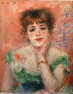 Jeanne Samary in a Low Necked Dress – Graceful Elegance – Hand-Painted Oil