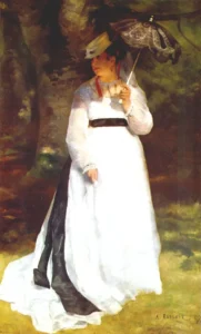 Lise with Umbrella – Elegant – Hand-Painted Oil