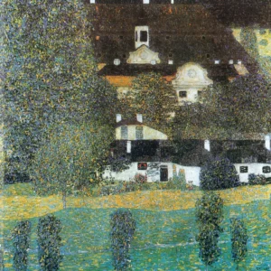 Schloss Kammer am Attersee, II – Lakeside – Hand-Painted Oil