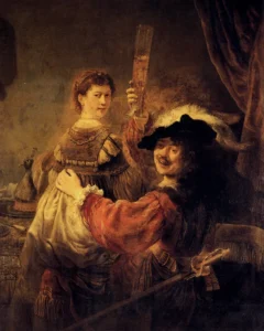 Self-Portrait with Saskia – Joyful – Hand-Painted Oil