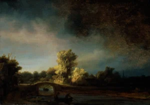 The Stone Bridge – Atmospheric Landscape – Textured Canvas